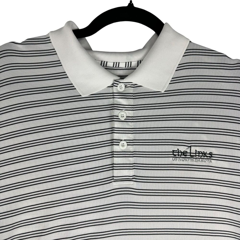 Under Armour Polo Shirt Men's Extra Large White Black Golf Striped Short Sleeve